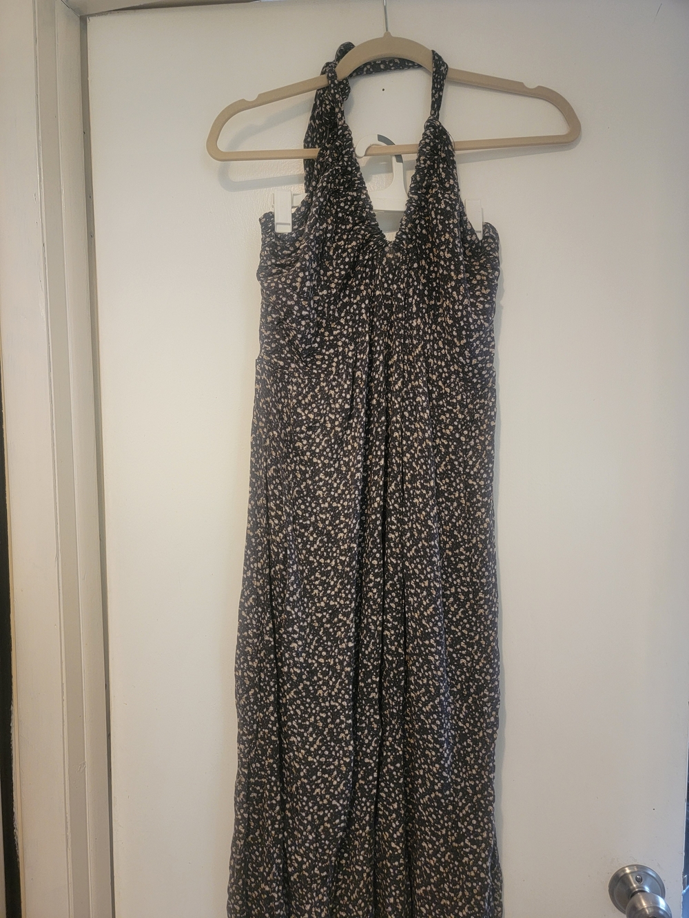 Sozy. Aphrodite. Grey Combo. Women’s Floral Halter Maxi Dress - Picture 2 of 7